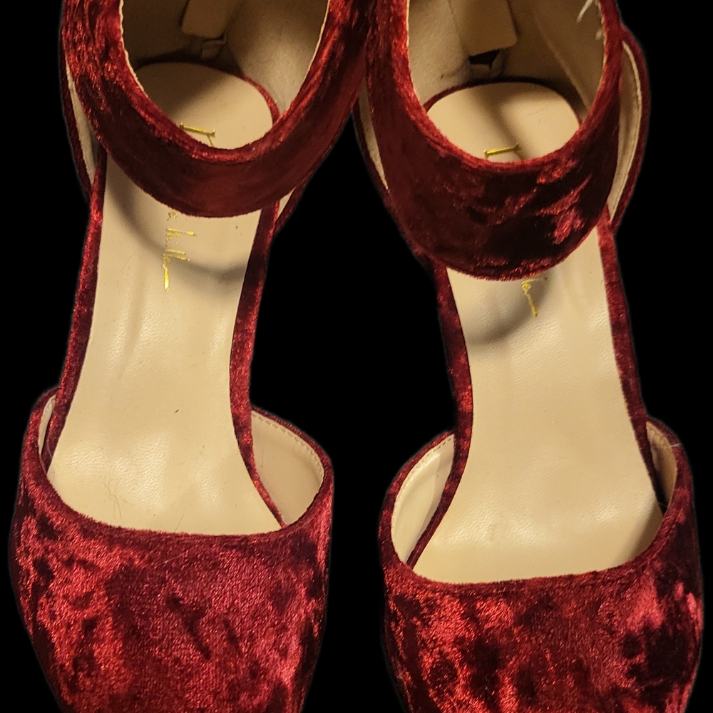 Nicole Miller Burgundy Velvet Heels